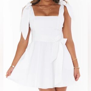 white mini dress from Show Me Your Mumu
